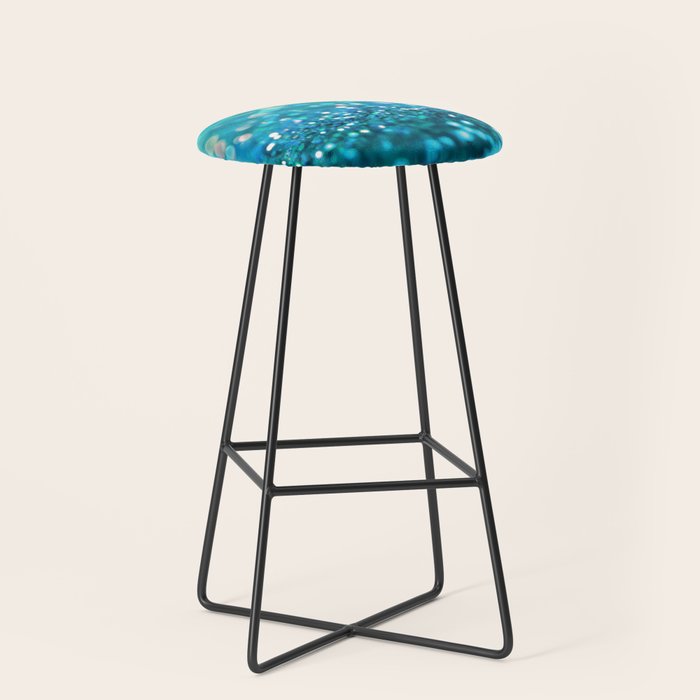 Teal turquoise blue shiny glitter print effect - Sparkle Luxury Backdrop Stool Gallery Image 1