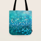 Teal turquoise blue shiny glitter print effect - Sparkle Luxury Backdrop Tote Bag Gallery Image 1