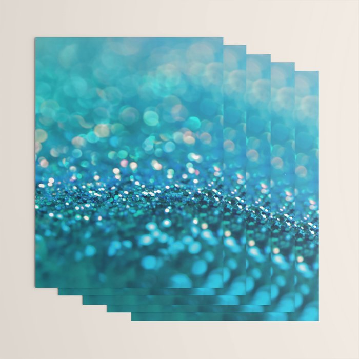 Teal turquoise blue shiny glitter print effect - Sparkle Luxury Backdrop Wrapping Paper Gallery Image 3