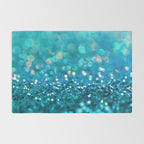 Teal turquoise blue shiny glitter print effect - Sparkle Luxury Backdrop Rug Gallery Image 2
