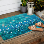 Teal turquoise blue shiny glitter print effect - Sparkle Luxury Backdrop Outdoor Rug Gallery Image 2