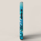 Teal turquoise blue shiny glitter print effect - Sparkle Luxury Backdrop iPhone Case Gallery Image 2