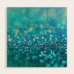Teal turquoise blue shiny glitter print effect - Sparkle Luxury Backdrop Wood Wall Art Gallery Image 1