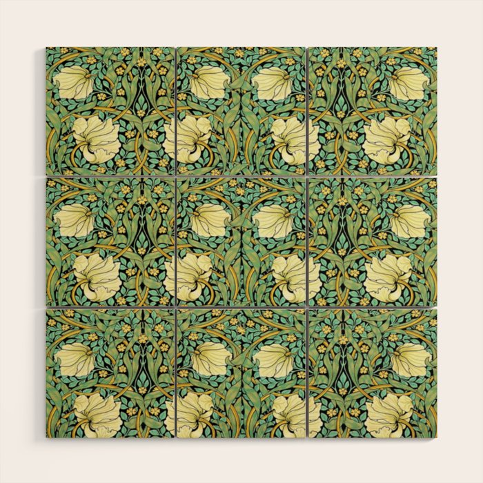 William Morris Pimpernel patterns design  Wood Wall Art Gallery Image 1