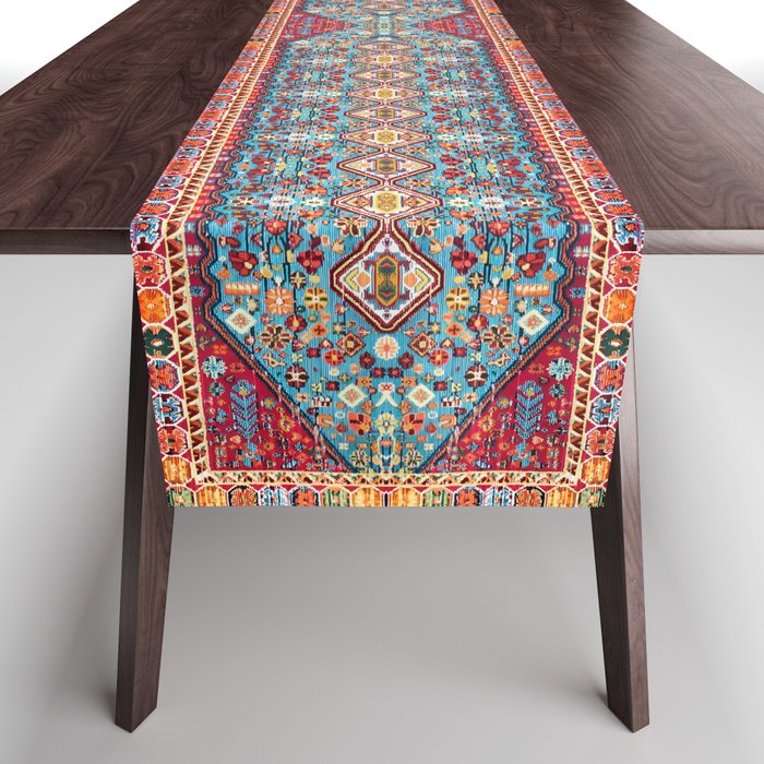 Colorful Kaleidoscope: Vintage Bohemian Moroccan Art Table Runner Gallery Image 1