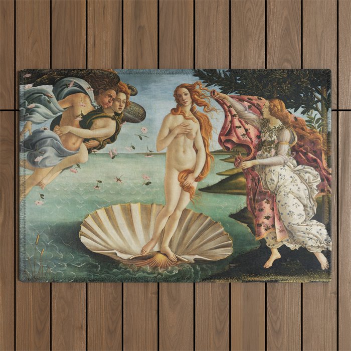 The Birth of Venus by Sandro Botticelli, 1445 Outdoor Rug Gallery Image 1