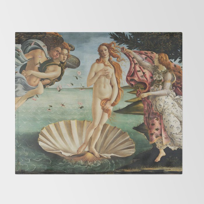 The Birth of Venus by Sandro Botticelli, 1445 Throw Blanket Gallery Image 2