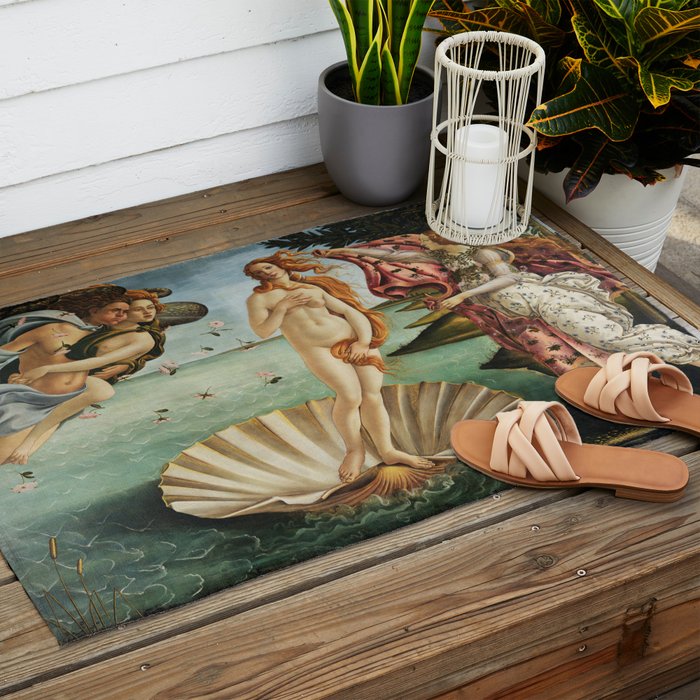 The Birth of Venus by Sandro Botticelli, 1445 Outdoor Rug Gallery Image 2