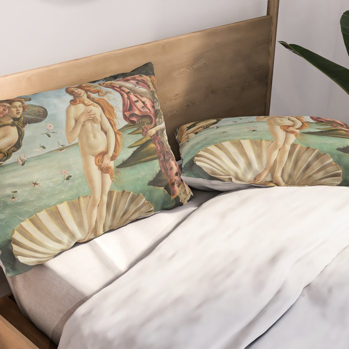 The Birth of Venus by Sandro Botticelli, 1445 Pillow Sham Gallery Image 2
