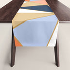 Festive, Geometric Art, Orange, Navy, Blue, Gold, Abstract Art Table Runner Gallery Image 1