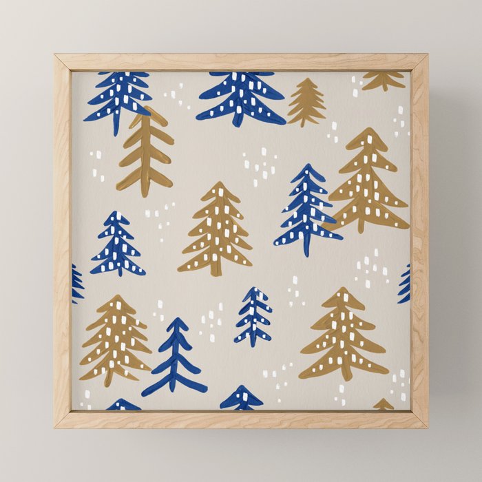 Christmas Trees - Gold & Navy Mini Art Print Gallery Image 1