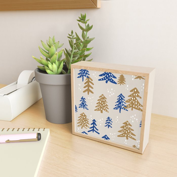 Christmas Trees - Gold & Navy Mini Art Print Gallery Image 2