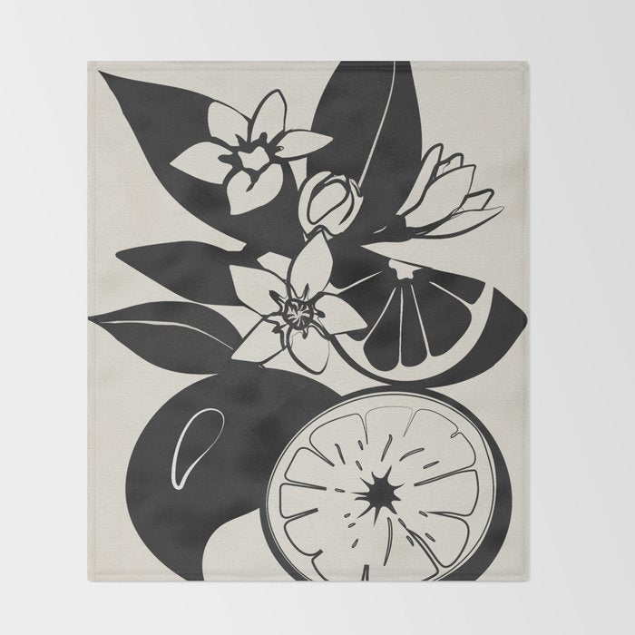 Line Art Oranges 1 Throw Blanket Gallery Image 2