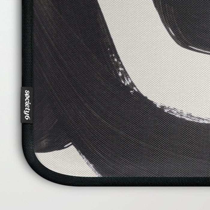 Mid Century Modern Minimalist Abstract Art Brush Strokes Black & White Ink Art Maze Laptop Sleeve Gallery Image 3
