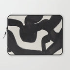 Mid Century Modern Minimalist Abstract Art Brush Strokes Black & White Ink Art Maze Laptop Sleeve Gallery Image 1