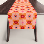 Mid Century Retro Floral Geometric Pattern Table Runner Gallery Image 1