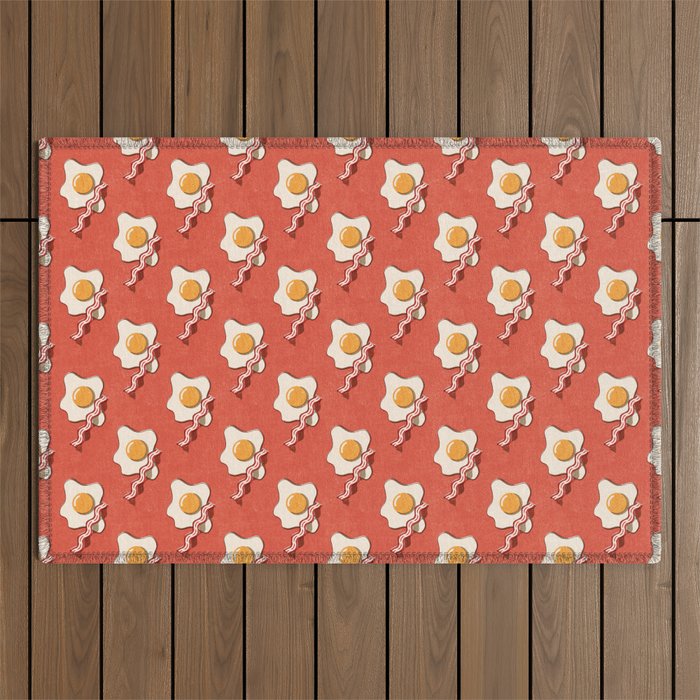 FAST FOOD / Egg and Bacon - pattern Outdoor Rug Gallery Image 1