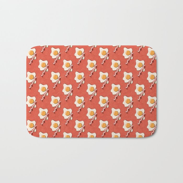 FAST FOOD / Egg and Bacon - pattern Bath Mat Gallery Image 1