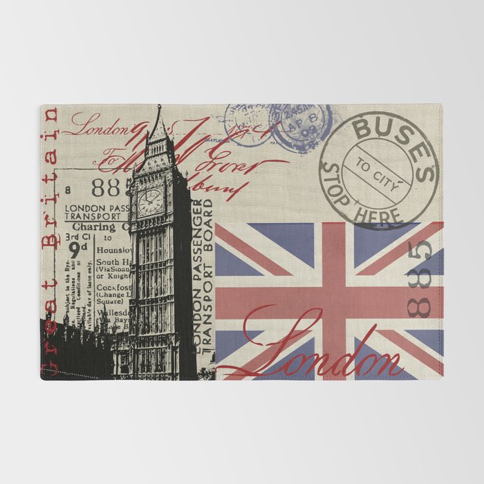 London Great Britain Big Ben Flag Collage Rug Gallery Image 2