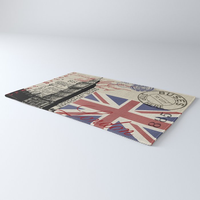 London Great Britain Big Ben Flag Collage Rug Gallery Image 3