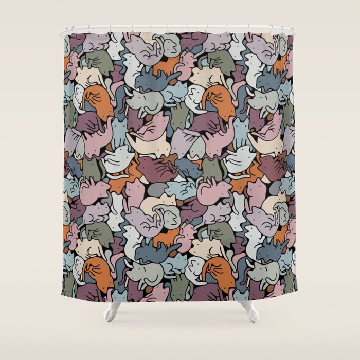Essential cats pattern Shower Curtain Gallery Image 1