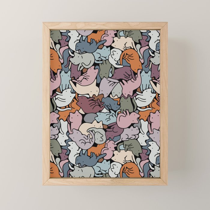 Essential cats pattern Mini Art Print Gallery Image 1