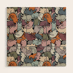 Essential cats pattern Wood Wall Art Gallery Image 1
