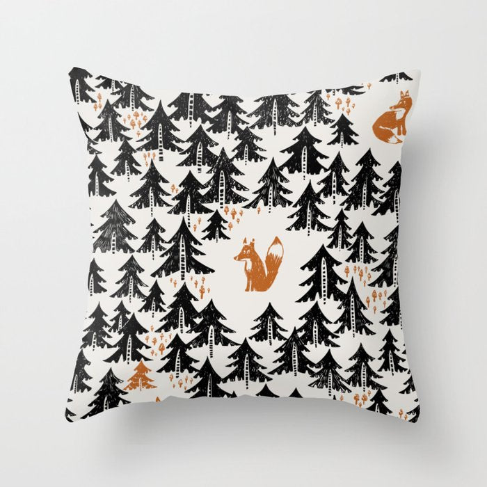 Black Forest fox and hare Throw Pillow Gallery Image 6