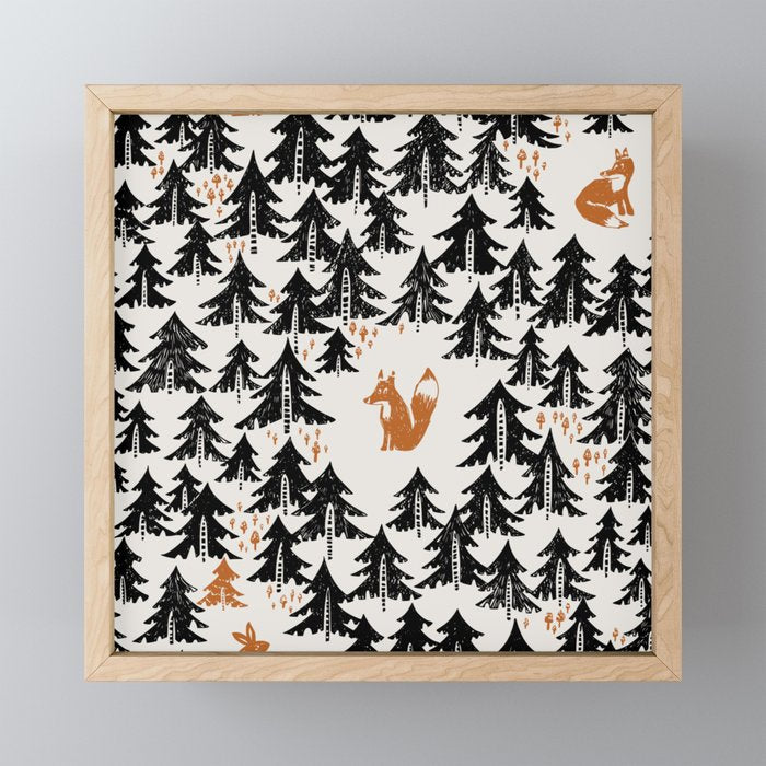 Black Forest fox and hare Mini Art Print Gallery Image 1