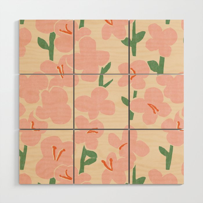 Pink Flowers Wood Wall Art Gallery Image 1
