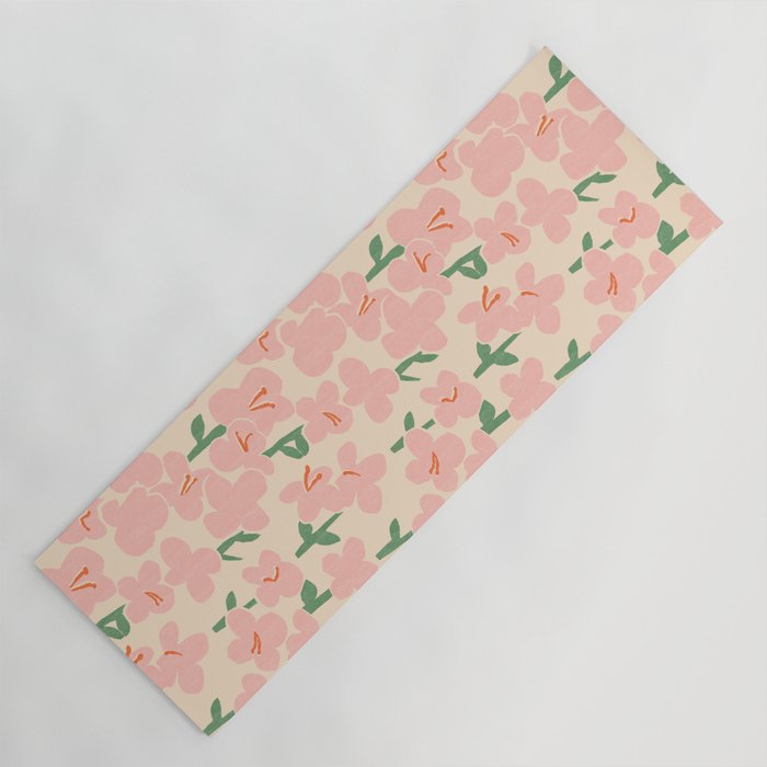 Pink Flowers Yoga Mat Gallery Image 1