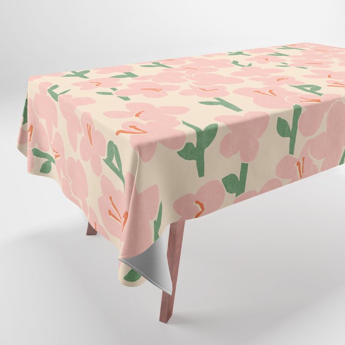 Pink Flowers Tablecloth Gallery Image 1