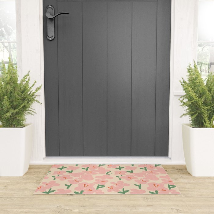 Pink Flowers Welcome Mat Gallery Image 3