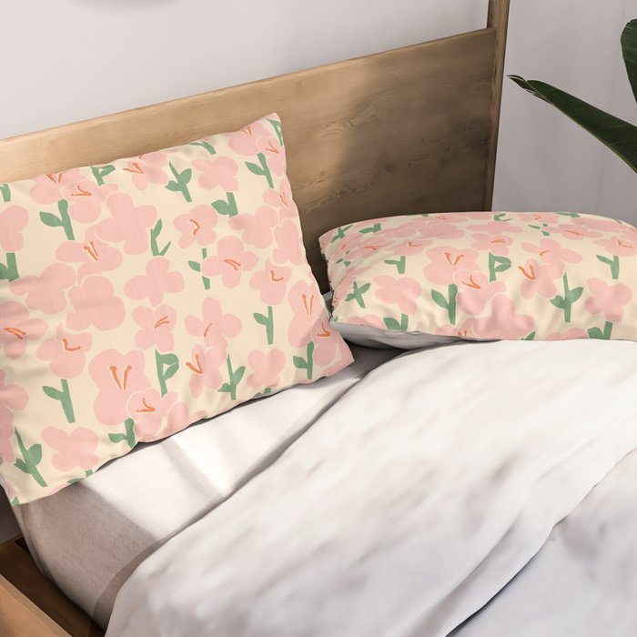 Pink Flowers Pillow Sham Gallery Image 2