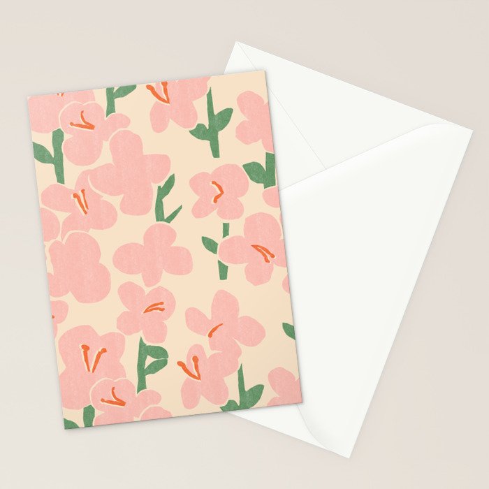 Pink Flowers Stationery Card Gallery Image 2