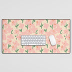 Pink Flowers Desk Mat Gallery Image 1