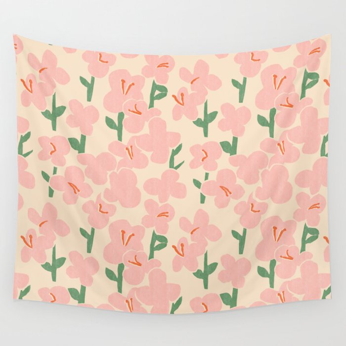 Pink Flowers Wall Tapestry Gallery Image 4
