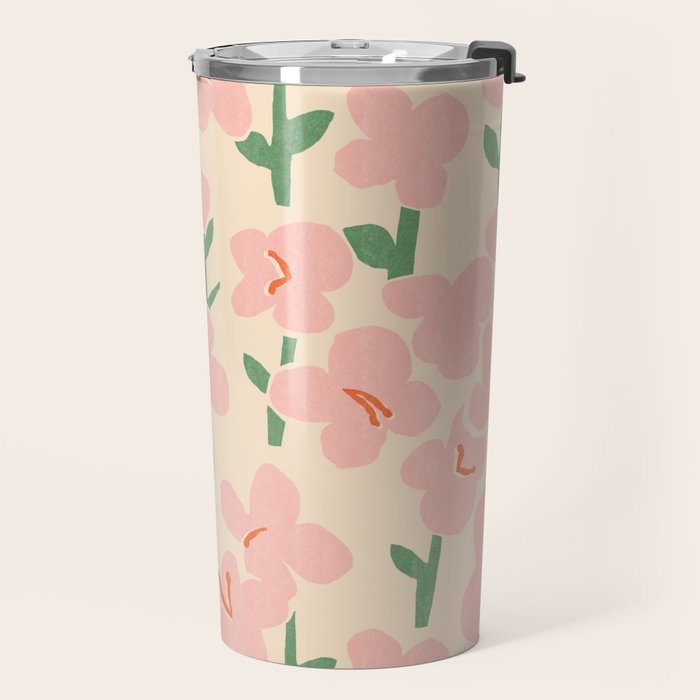 Pink Flowers Travel Mug Gallery Image 2