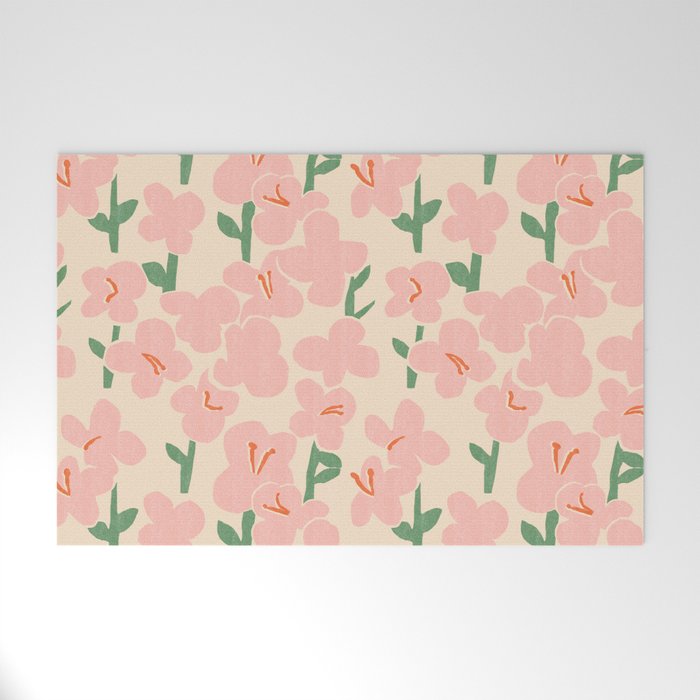 Pink Flowers Welcome Mat Gallery Image 1