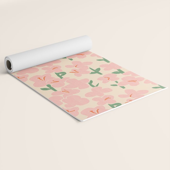 Pink Flowers Yoga Mat Gallery Image 2
