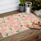 Pink Flowers Outdoor Rug Gallery Image 2