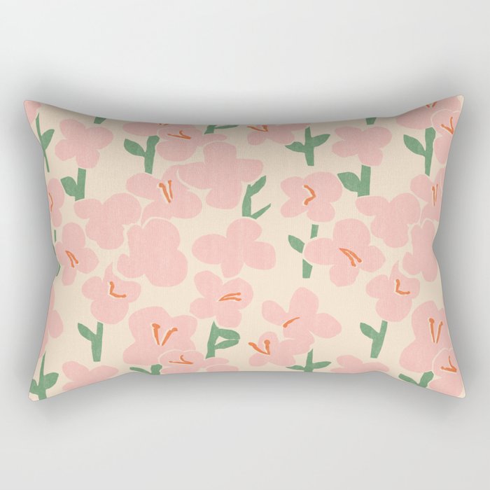 Pink Flowers Rectangular Pillow Gallery Image 2