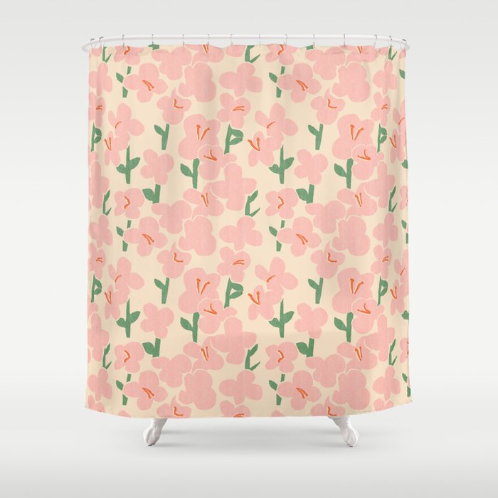 Pink Flowers Shower Curtain Gallery Image 1