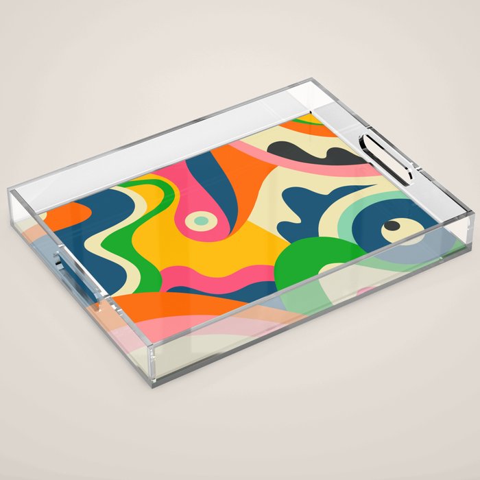 Colorful Mid Century Abstract  Acrylic Tray Gallery Image 1