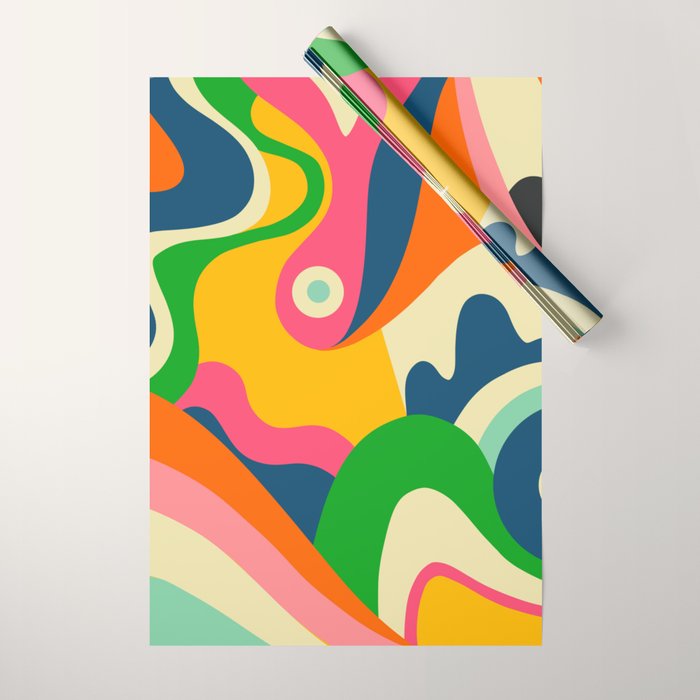 Colorful Mid Century Abstract  Wrapping Paper Gallery Image 1