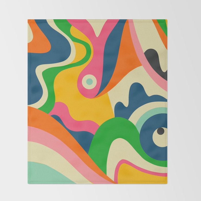 Colorful Mid Century Abstract  Throw Blanket Gallery Image 2