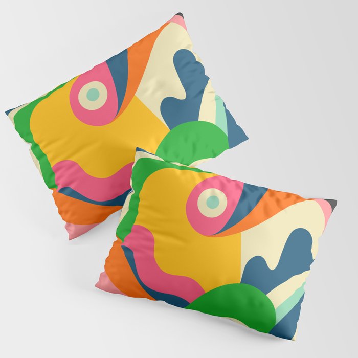 Colorful Mid Century Abstract  Pillow Sham Gallery Image 3