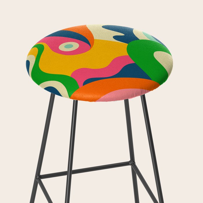 Colorful Mid Century Abstract  Stool Gallery Image 2