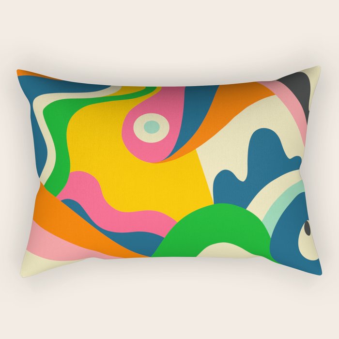 Colorful Mid Century Abstract  Rectangular Pillow Gallery Image 2