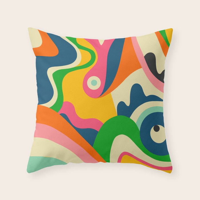 Colorful Mid Century Abstract  Throw Pillow Gallery Image 6